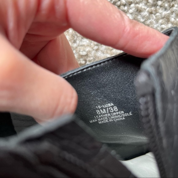 1 State Leather Croc Heeled Lizba Ankle Boots Black 8 - Picture 7 of 7